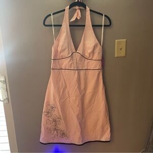Xhilaration Pink Halter Chemise with Floral Detail NWT DEADSTOCK Y2K